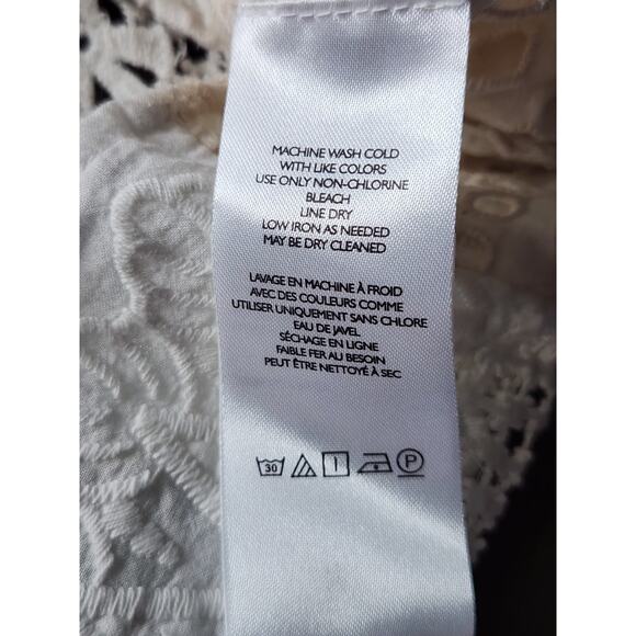 Anthropologie Eyelet Lace Smocked Babydoll Cami Tank Size Large Cottage Core - Picture 7 of 10